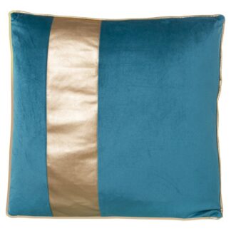 Cojin 45x45 Terciopelo Azul Franja Dorada C/cremallera 45x45cm