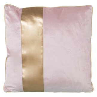 Cojín 45x45 Terciopelo Rosa Franja Dorada C/cremallera 45x45cm