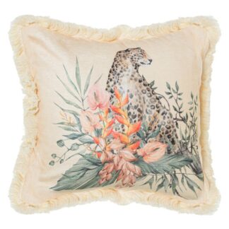Cojín 45x45cm Beige Leopardo 100% Poliéster 45x45cm, Con Cremallera