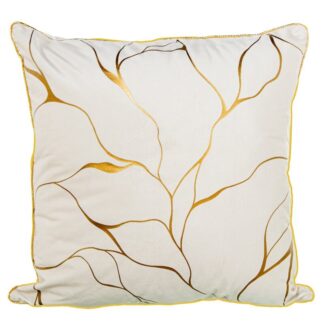 Cojín 45x45cm Terciopelo Crema/oro 100% Poliéster 45x45cm, Con Cremallera