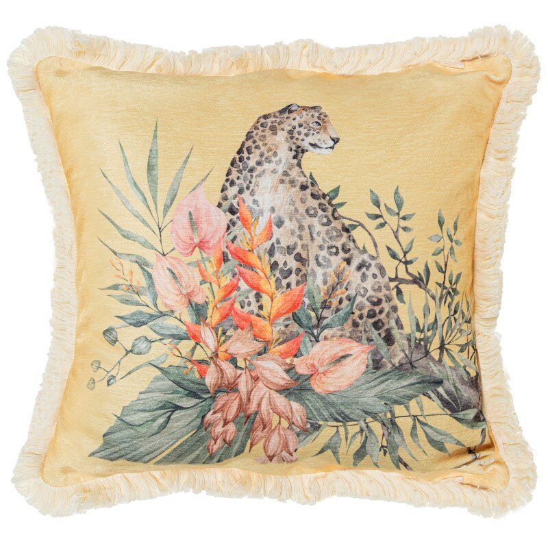 Cojín 45x45cm Tostado Leopardo 100% Poliéster 45x45cm, Con Cremallera