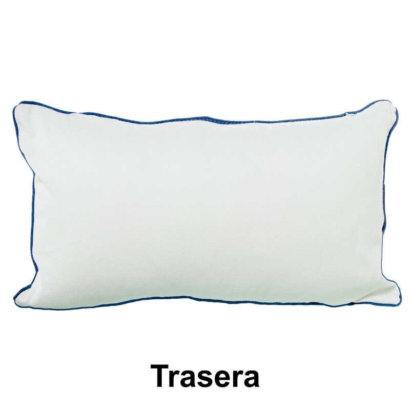 Cojín 50x30cm Blanco Flores Azules 80% Poliéster 20% Algodón 45x45cm, Con Cremallera - Image 2