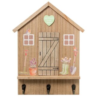 Cuelga Llaves Madera Casita Pájaros 20x4x30cm