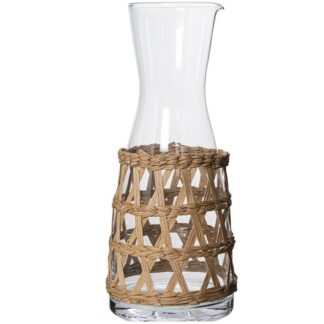 Decantador Cristal Transparente 850ml C/mimbre Natural Ø17,5x25cm, Mimbre Desenfunda