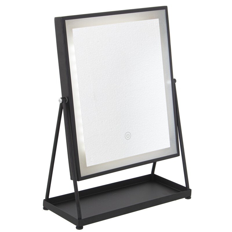 Espejo Baño Metal Sobremesa C/luces Led Variable-metal Negro 29x38cm Espejo:25x29