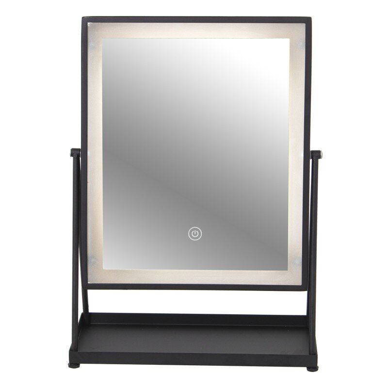 Espejo Baño Metal Sobremesa C/luces Led Variable-metal Negro 29x38cm Espejo:25x29 - Image 4