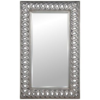 Espejo Pared 23012-92x152cm Pu Plateado Entrelazado Biselado 92x7x152cm Int:57x116cm Bisel