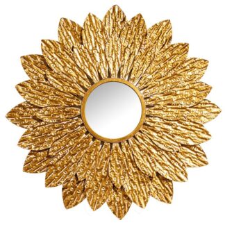 Espejo Pared Petalos Metal Dorado Ø103x4cm