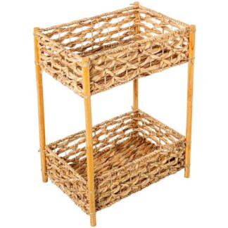 Estante Almacenaje 2 Cestos Jacinto De Agua C/patas Madera 44x31x60cm Cesto:42x27x13cm