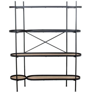 Estanteria 4 Baldas Madera Metal Negro 110x29x136cm