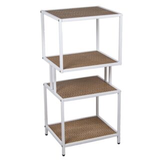 Estantería 4 Niveles Metal Blanco C/baldas De Madera Dm 42x35x90cm