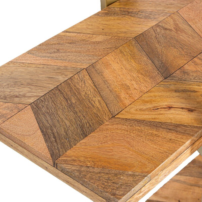 Estanteria Metal Dorado 3 Baldas Madera Mango Natural 101x36x183cm - Image 4