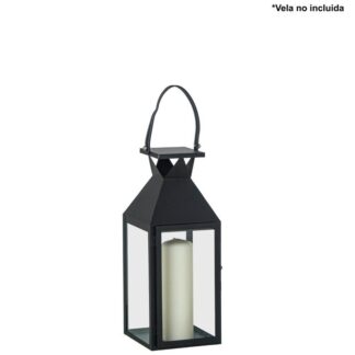 Farol Portavelas 48cm Metal Negro 19x18x48cm