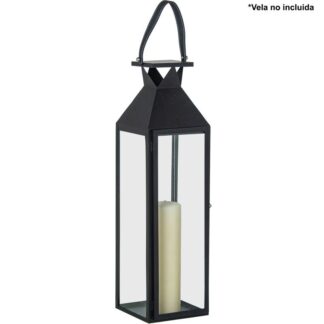 Farol Portavelas 68cm Metal Negro 19x18x68cm
