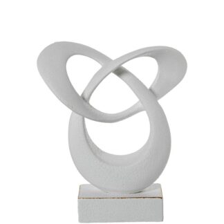Figura Abstracta Ceramica 33cm Blanco/oro Acabado Arena 28x16x33cm