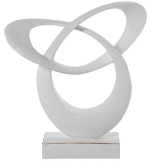 Figura Abstracta Ceramica 46cm Blanco/oro Acabado Arena 42x20x46cm