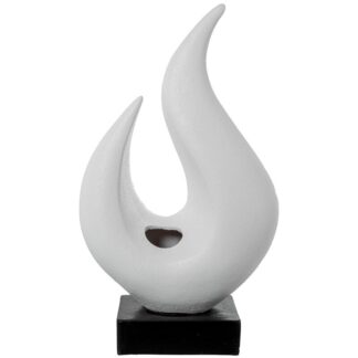 Figura Abstracta Cerámica Blanco Arena/dorado 30x15x54cm