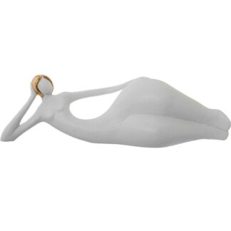 Figura Cerámica Blanca Mujer Tumbada 60x16x18cm