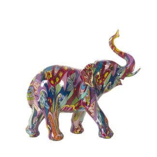 Figura Elefante Resina Grafiti Multicolor 24x9x20cm