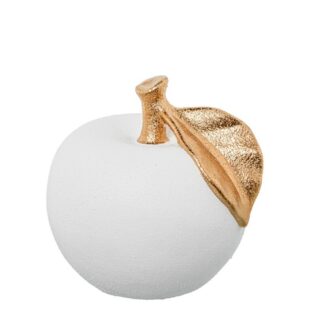 Figura Manzana Cerámica 24cm Blanco Arena/oro Ø24x24cm