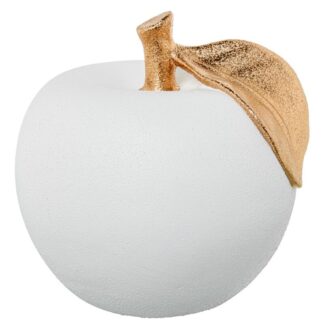 Figura Manzana Cerámica 29cm Blanco Arena/oro Ø29x29cm