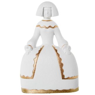 Figura Menina Cerámica Blanco Arena/dorado 27x17x43cm