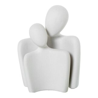 Figura Pareja Ceramica Blanca 19.5x10x26+14x7,5x20,5cm