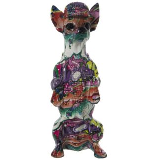 Figura Perro Resina Grafiti Multicolor 14x11x30cm