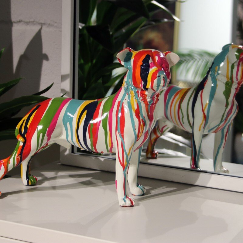 Figura Perro Resina Multicolor Chorros De Pintura 29x12x24cm - Image 5
