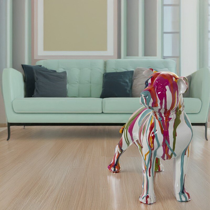 Figura Perro Resina Multicolor Chorros De Pintura 29x12x24cm - Image 6