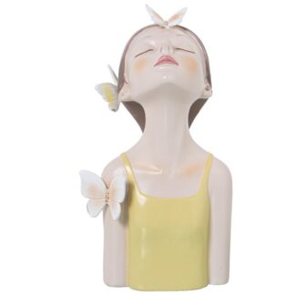 Figura Resina 20cm Torso Chica C/mariposas Camiseta Amarilla 11x10x20cm
