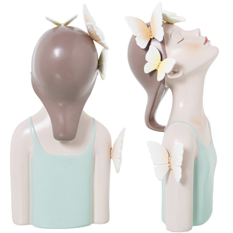 Figura Resina 27cm Torso Chica C/mariposas Camiseta Verde 14x12x27cm - Image 2