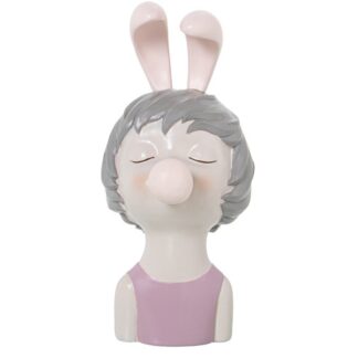 Figura Resina Cabeza De Chica C/chicle Rosa 12x15x25cm