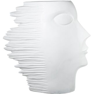 Figura/macetero Resina Rostro Perfil Blanco 98x25x101cm Hueco Macet:20cm
