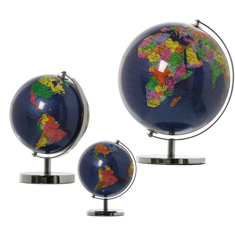 Globo Terráqueo Ø20cm Azul Oscuro Metal/acrílico Ø20x27cm - Image 3
