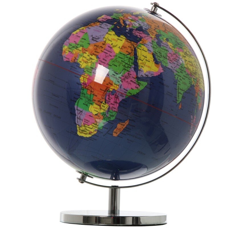 Globo Terráqueo Ø25cm Azul Oscuro Metal/acrílico Ø25x34cm