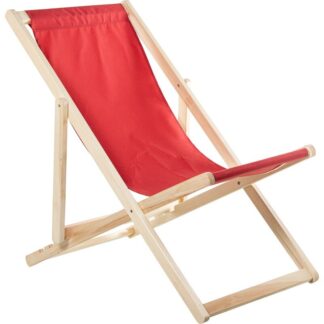 Hamaca Madera Plegable Tela Rojo 4 Posiciones 57,5x92/102,5x88,5/72cm