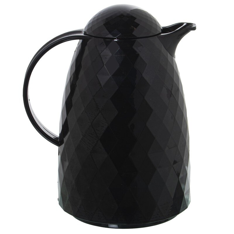 Jarra Termo Negra Polipropileno Vidrio 1l, Libre De Bpa 19x15x24cm