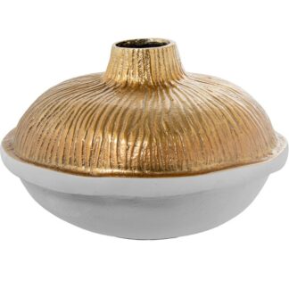 Jarrón Aluminio 20cm Oro/blanco Ø30x20cm