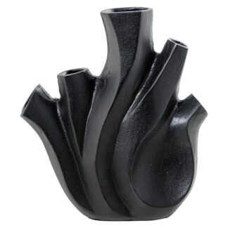Jarrón Aluminio 25cm Negro Rugoso 23x10x25cm