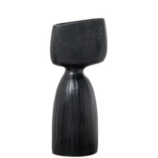 Jarrón Aluminio 30cm Negro Rugoso 13x10x30cm