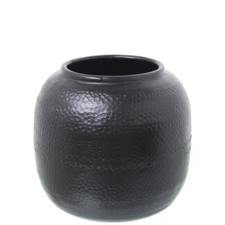 Jarrón Aluminio Tallado Negro Ø16x14cm