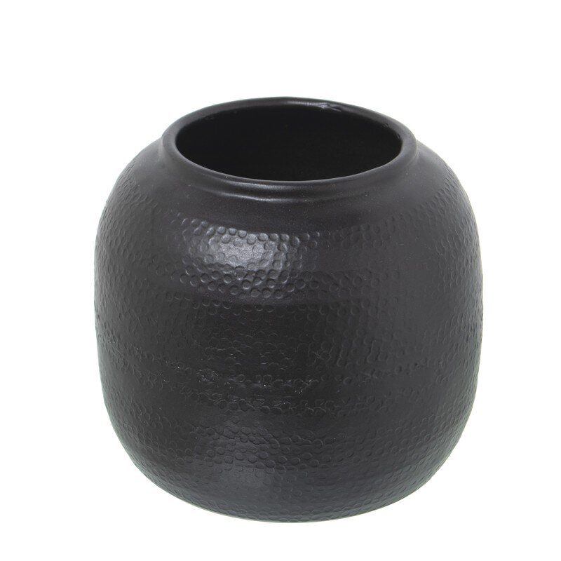 Jarrón Aluminio Tallado Negro Ø16x14cm - Image 4