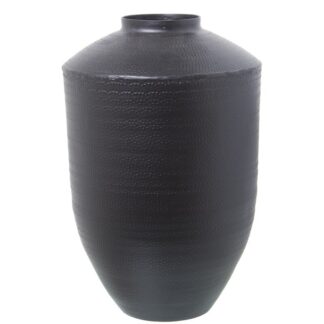 Jarrón Aluminio Tallado Negro Ø28x40cm