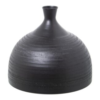 Jarrón Aluminio Tallado Negro Ø29x25cm