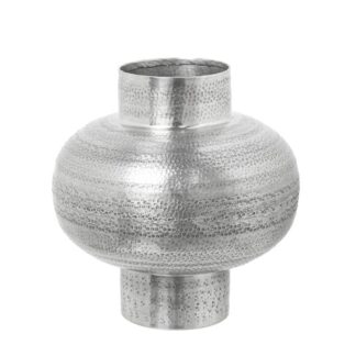 Jarrón Aluminio Tallado Plata Envejecida Ø26x26cm