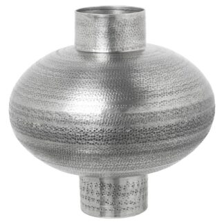 Jarrón Aluminio Tallado Plata Envejecida Ø33x33cm