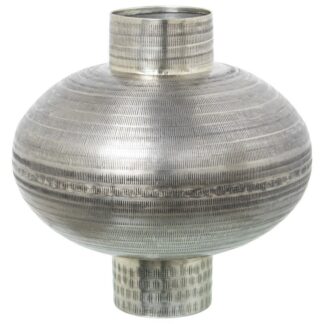 Jarrón Aluminio Tallado Plata Envejecida Ø33x33cm