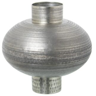Jarrón Aluminio Tallado Plata Envejecida Ø33x33cm