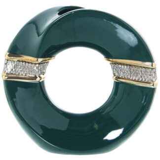 Jarrón Aro Cerámica Verde/oro C/brillos Plata 23x10x22cm